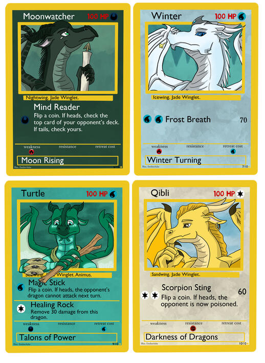 Wings of Fire dragons designed as Pokemon cards!